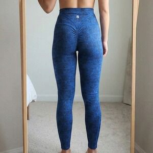 Buffbunny Collection Legacy Leggings Womens Small Blue Black Print High Rise